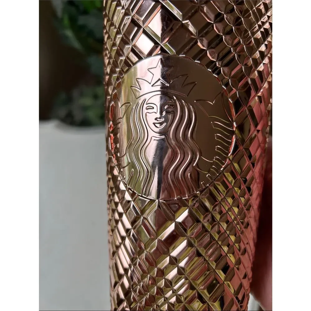 Starbucks Metallic Rose Gold Studded Tumbler with Straw